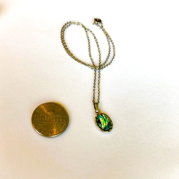 Dainty Silver Abalone Pendant Necklace - Picture 8 of 10